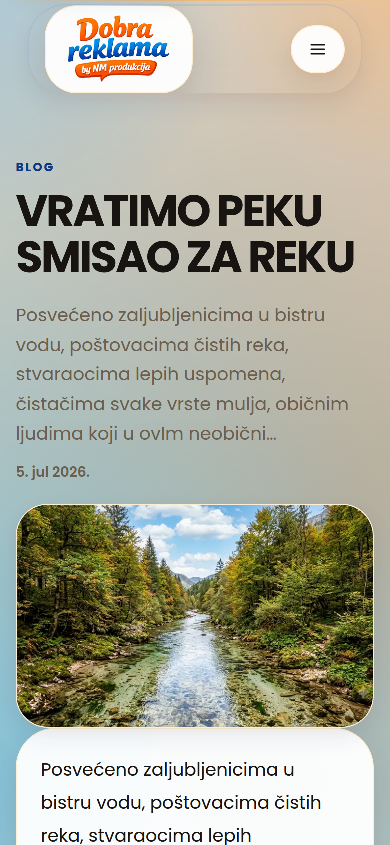 Mobile Dobrareklama article view with responsive editorial content